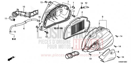 AIR CLEANER (WW125EX2A/EX2B) WW125EX2A de 2010